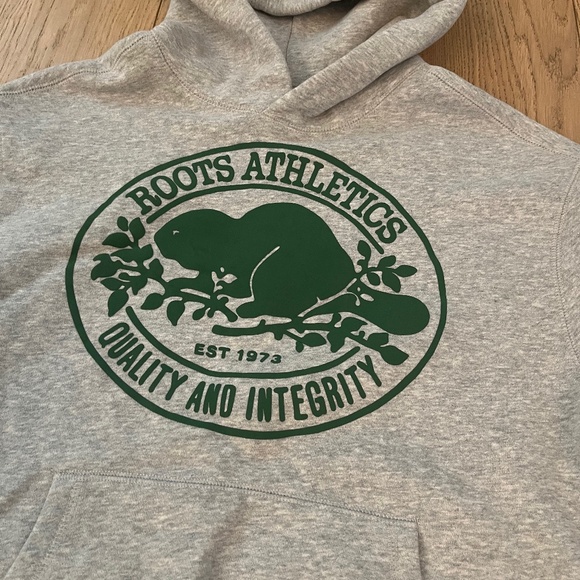 Unisex Roots grey and green hoodie size SM - Picture 2 of 2